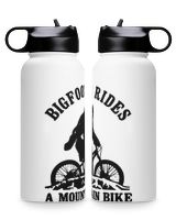 Bigfoot Rides A Mountain Bike Premium Water Bottle white 12oz