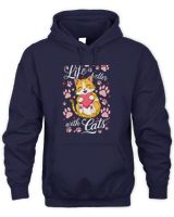 Womens Valentine's Cat Lover Life Is Better With Cats Kitten Long Sleeve