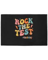 Rock The Test Testing Day Motivational Teacher Student Indoor Floor Mats black 18x24in