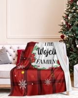 Merry Christmas Fleece Blanket, Personalized Christmas Blanket Gifts for Fbus02185 Wojcik XMASBL04 Cozy Plush Fleece Blanket (60x80in) white 60x80in