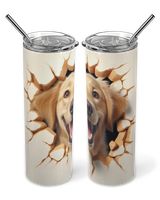 3D Golden Retriever Tumbler 3 Skinny Tumbler white 20oz