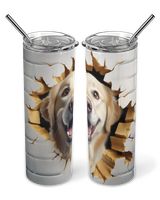 3D Golden Retriever Tumbler 2 Skinny Tumbler white 20oz
