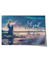 Let God Lead The Way Satin Landscape Poster black 18x12in