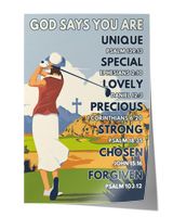 God says you are - Golf woman Satin Portrait Poster
