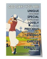 God says you are - Golf woman Satin Portrait Poster