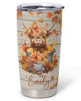 Personalized Just A Girl Who Loves Fall & Cows Full Printed Stainless Steel Tumbler (20oz) white 20oz