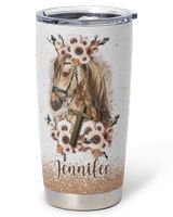 Personalized This Girl Runs On Jesus And Horses Full Printed Stainless Steel Tumbler (20oz) white 20oz
