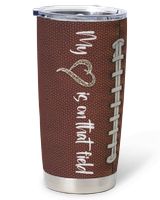 Flag Football Mom Tumbler - My Heart Is On That Field Full Printed Stainless Steel Tumbler (20oz) white 20oz