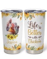 Personalized Life Is Better With Chickens Full Printed Stainless Steel Tumbler (20oz) white 20oz