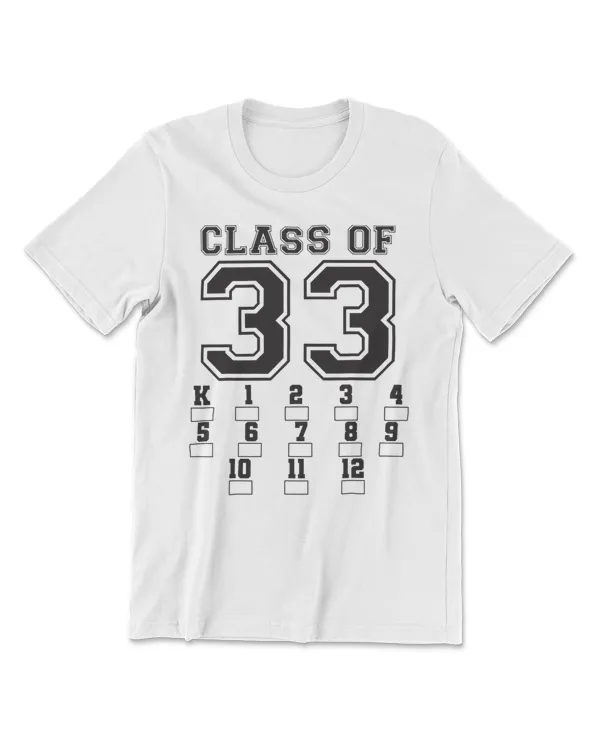 Class of 2033 Grow With Me Back to School Checkmarks Graphic T-Shirt