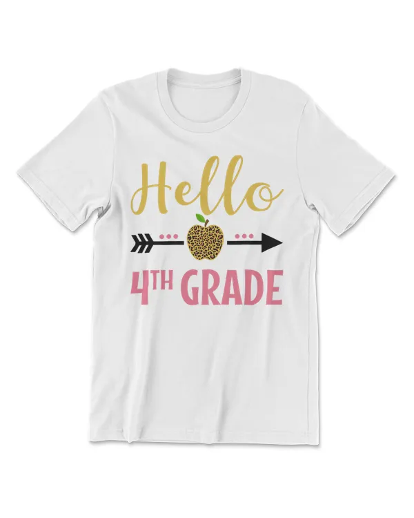 Hello 4th Grade Back to School Leopard Fourth Grade kids T-Shirt