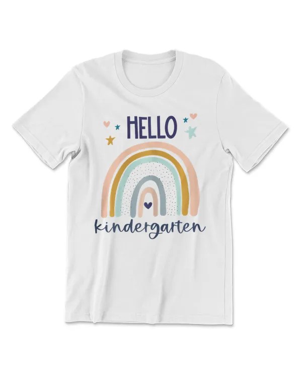 Hello Kindergarten Retro Rainbow for Teachers Girls T-Shirt