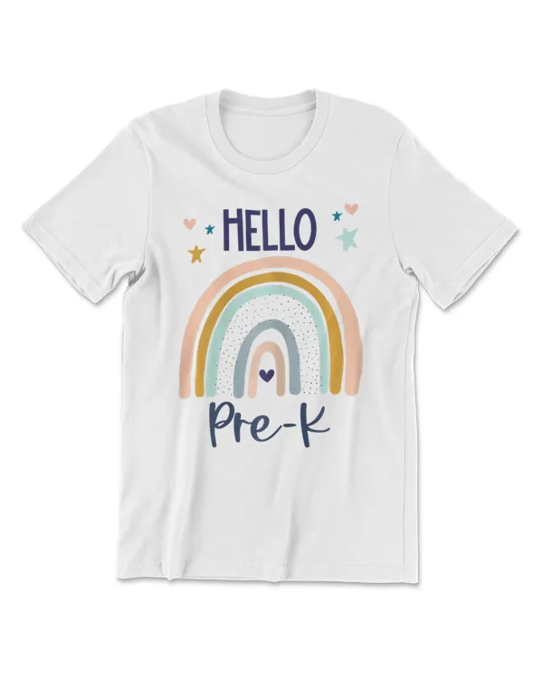 Hello PreK Retro Rainbow Pre K Teacher Toddler Girls T-Shirt