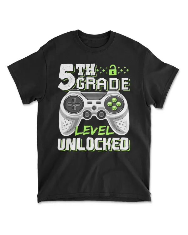 5th Grade Level Unlocked Video Game Back to School Boys T-Shirt