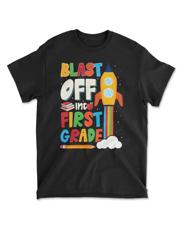 Blast Off Into 1st Grade First Day of School Kids T-Shirt