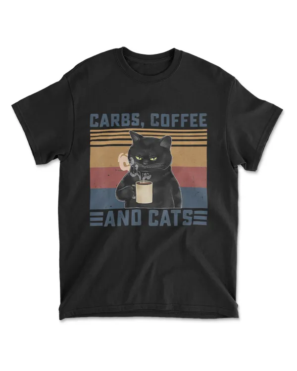 Black Cat Carbs Coffee and Cats Lover Funny