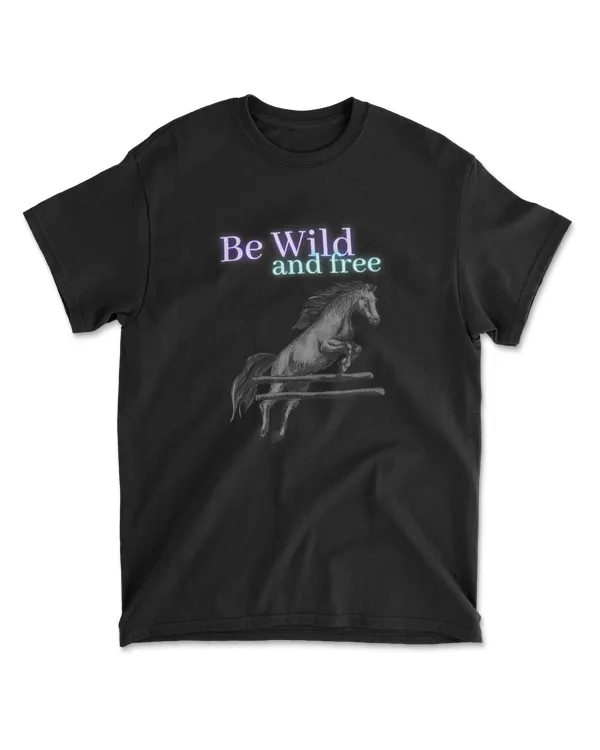 Be Wild and Free Black Horse Jumping T-Shirt