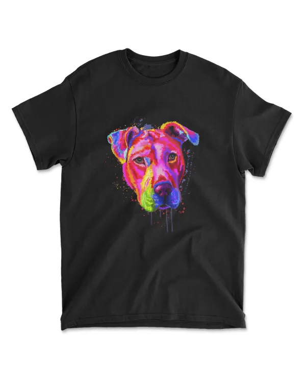 Funny Pitbull Dog Art Watercolor T-Shirt