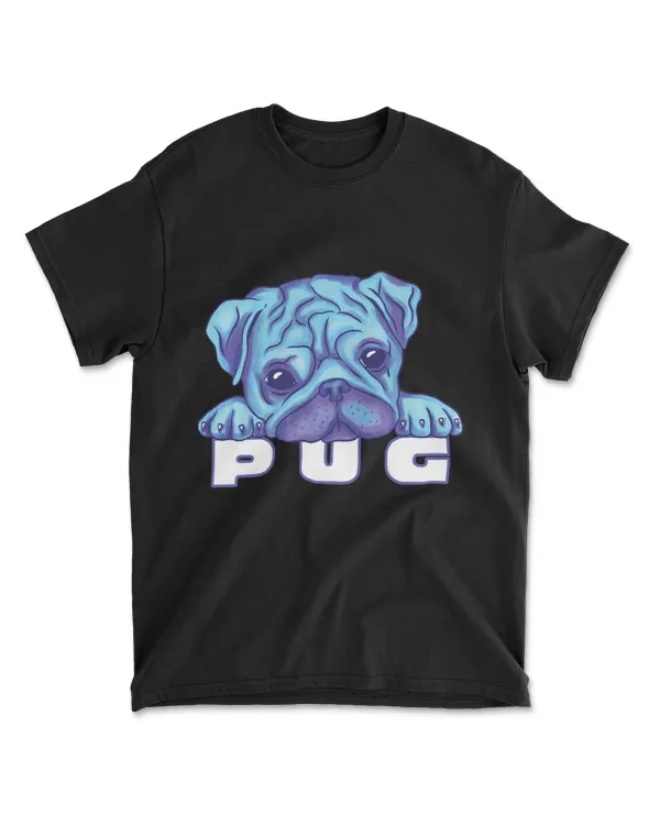 Cute Pug Lover Shirt Artistic Blue Pug