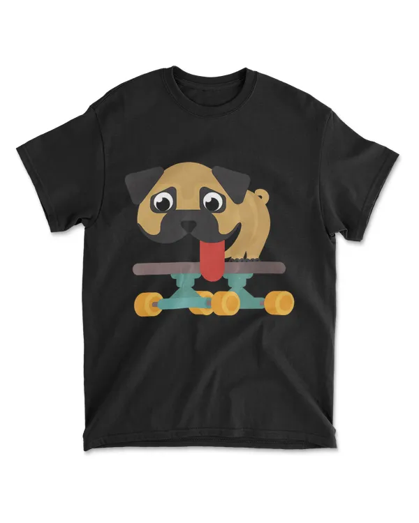 Cute Pug Riding Skateboard Pug Dog Owner Anim