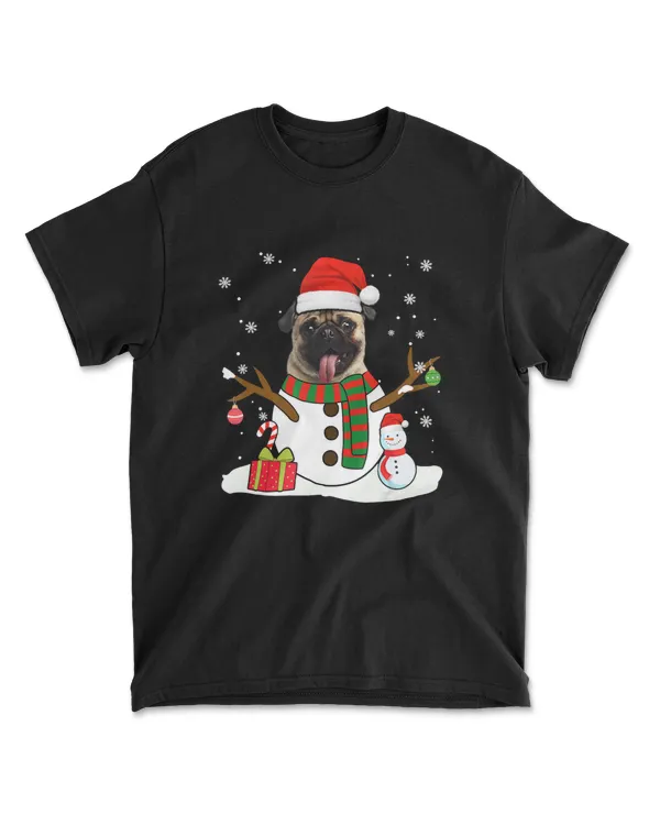 Cute Pug Snowman Christmas Dog Lover Gift
