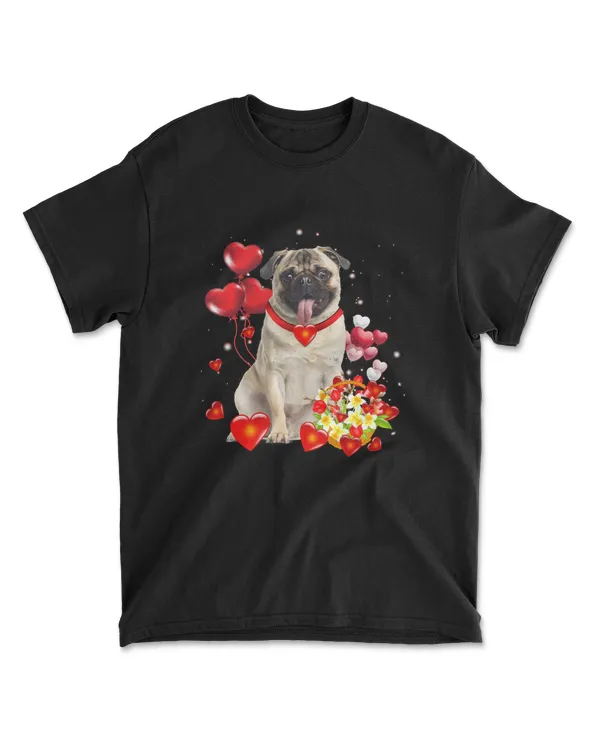 Cute Pug Valentines Day Shirt Funny Dog