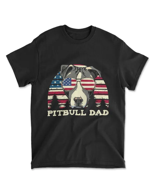 Mens Best Pitbull Dad American Flag 4th