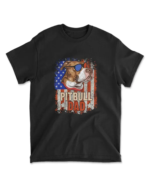 Mens Best Pitbull Dad Ever American Flag 4th