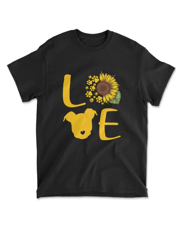 Love pitbull funny sunflower dog paw gifts