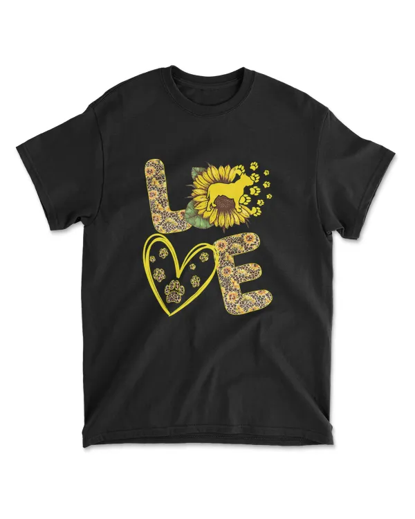 Love Pitbull Sunflower Dog Lover Gift T-Shirt