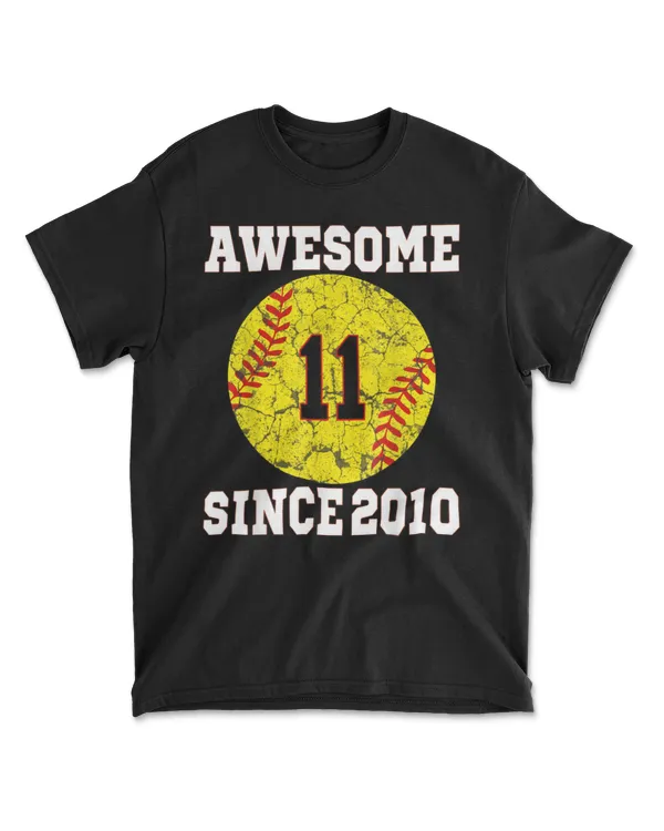 11th Birthday Softball Lover 11 Years Old Vintage Retro