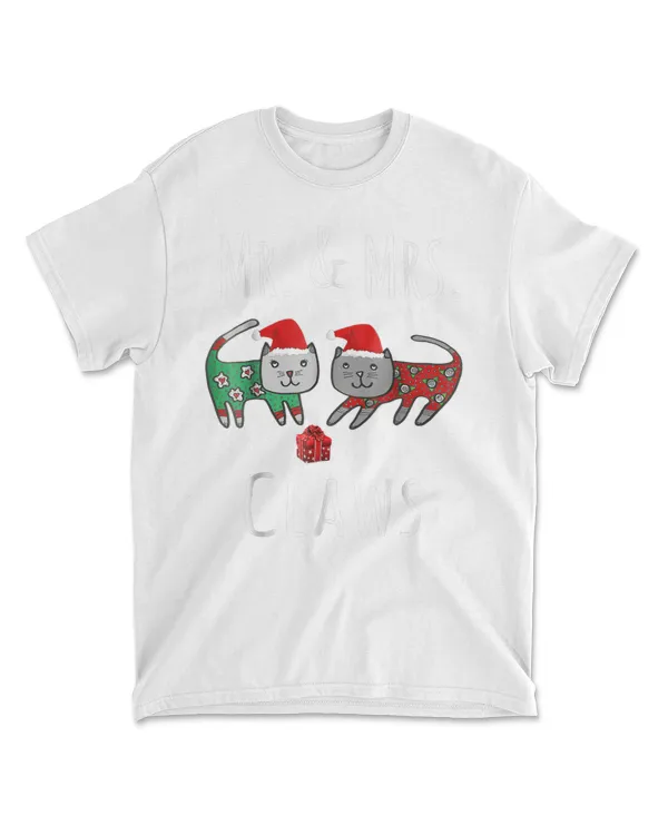 Cat Lover Christmas T-Shirt - Santa Mr  Mrs Claws Cat Shirt