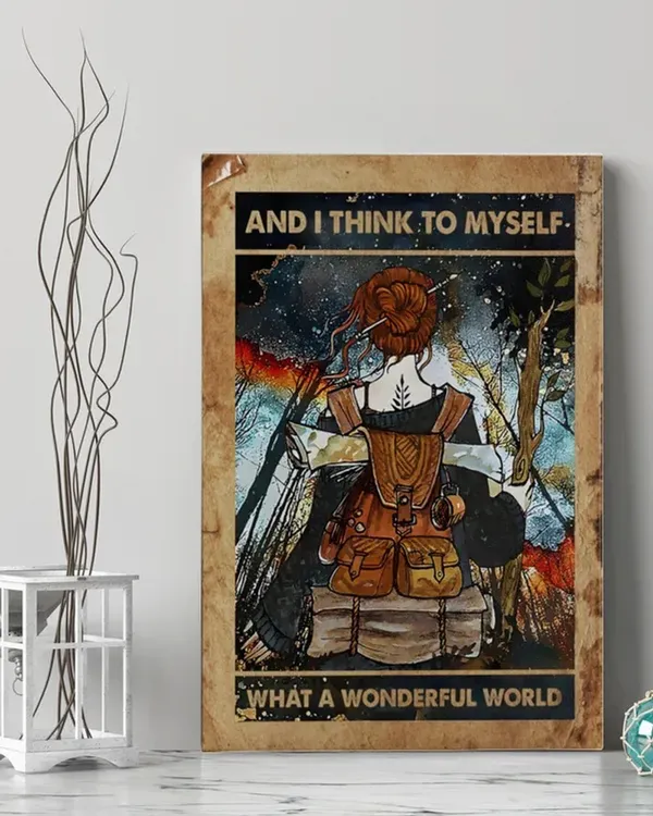 And I Think To Myself What A Wonderful World Canvas, Gift For Hiking Lover, Gift For Her