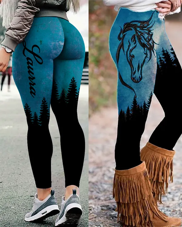 [UNIQUE] HORSE WESTERN LEGGING BLUE