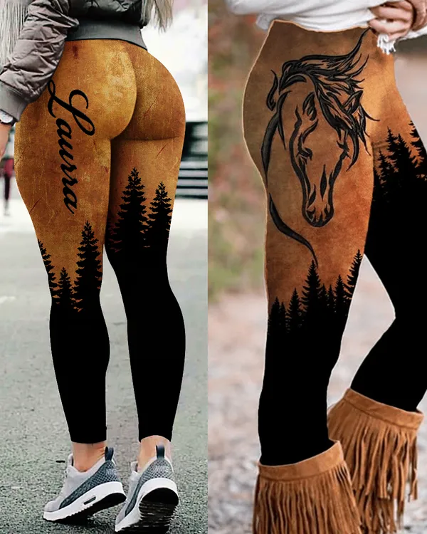 [UNIQUE] HORSE WESTERN LEGGING BROWN