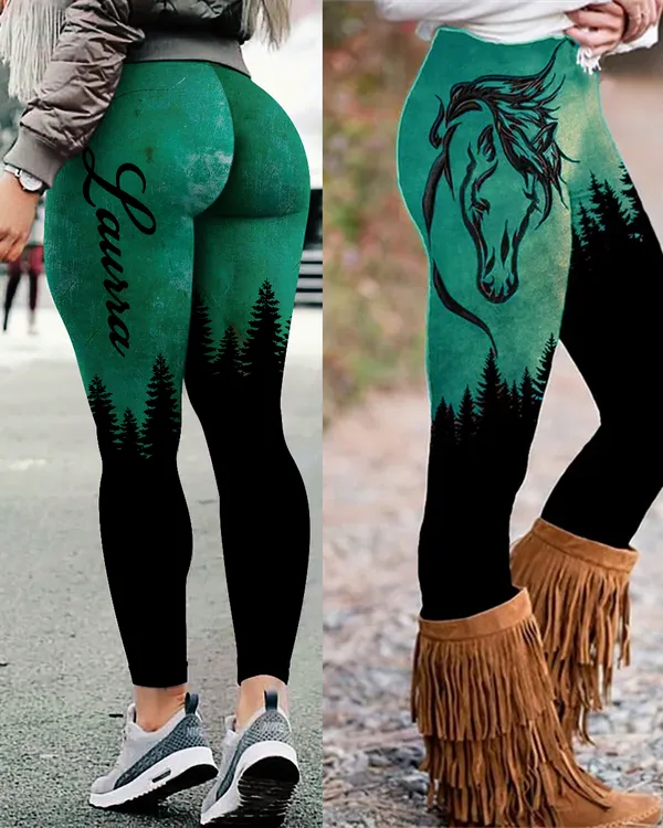 [UNIQUE] HORSE WESTERN LEGGING GREEN