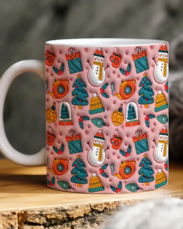 3D Inflated christmas season pattern mug