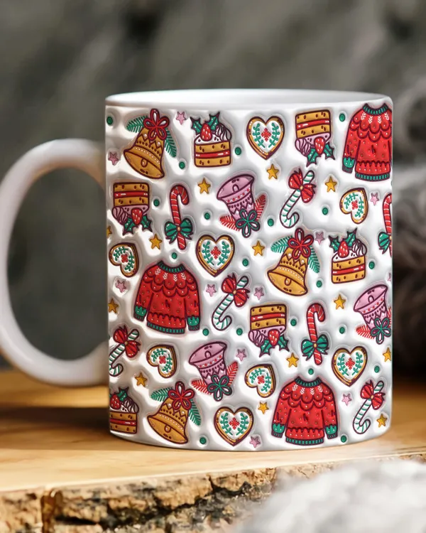 3D Inflated christmas season pattern mug 2