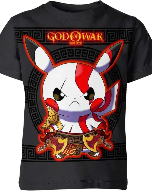 Kratos God Of War X Pikachu From Pokemon Shirt
