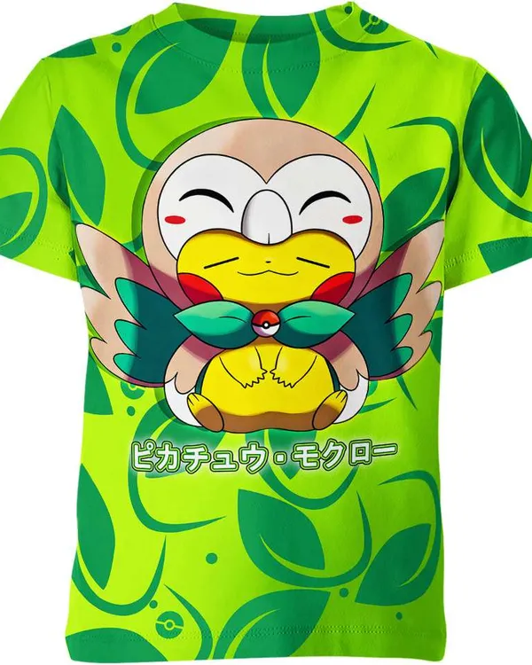Rowlet X Pikachu From Pokemon Shirt