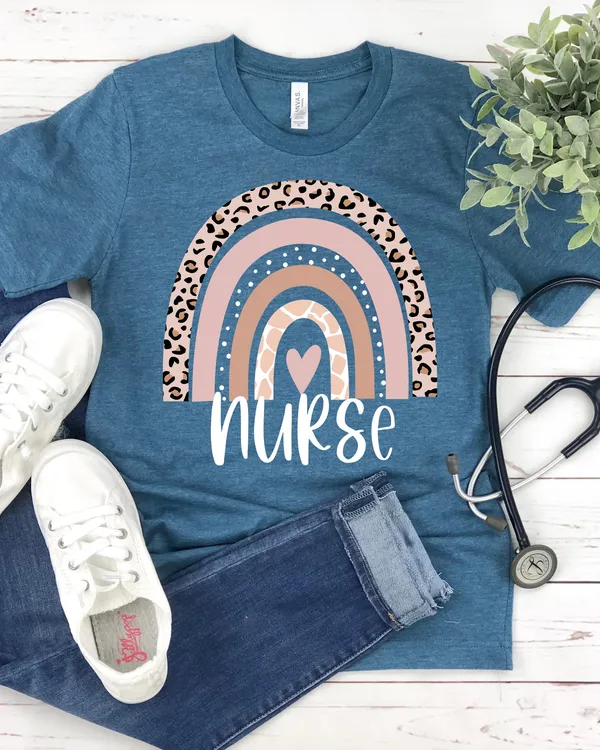 Rainbow Nurse Shirt, Nurse Life, Nurse Gift, Nurse Shirt, Gift For Nurse, Nurse Week, Registered Nurse Shirt, Leopard Print Nurse Shirt