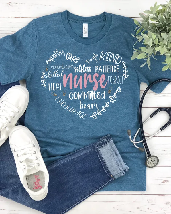 Nurse Heart Shirt, Nurse Shirt, Nurse Shirt Women, Nurse Gift Shirt, Nurse Tees, Nurse T-Shirts, Nurse Shirt Gift, Cute Nurse Typography Tee