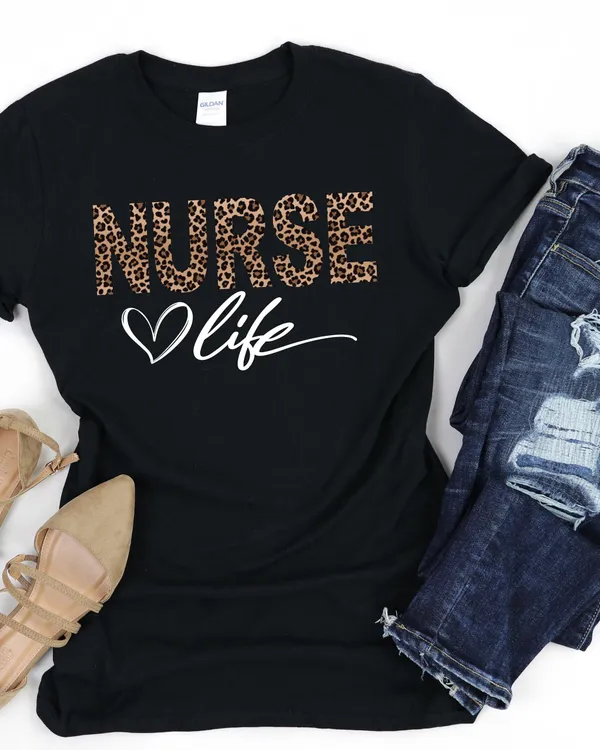 Nurse Life Shirt, Leopard Nurse Shirt, Nurse Gift, Gift for Nurse