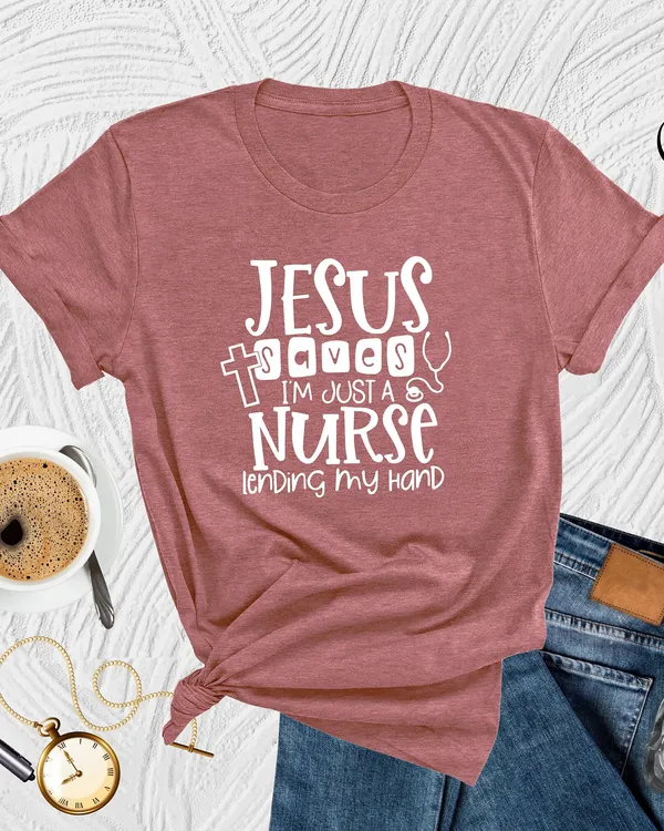 Christian Nurse Shirt, Jesus Saves Nurse Tee, Gift For Nurse, Religious Nurse Shirt, Lovely Nurse Shirt|  Adult T-shirt size S M L XL 2XL 3XL