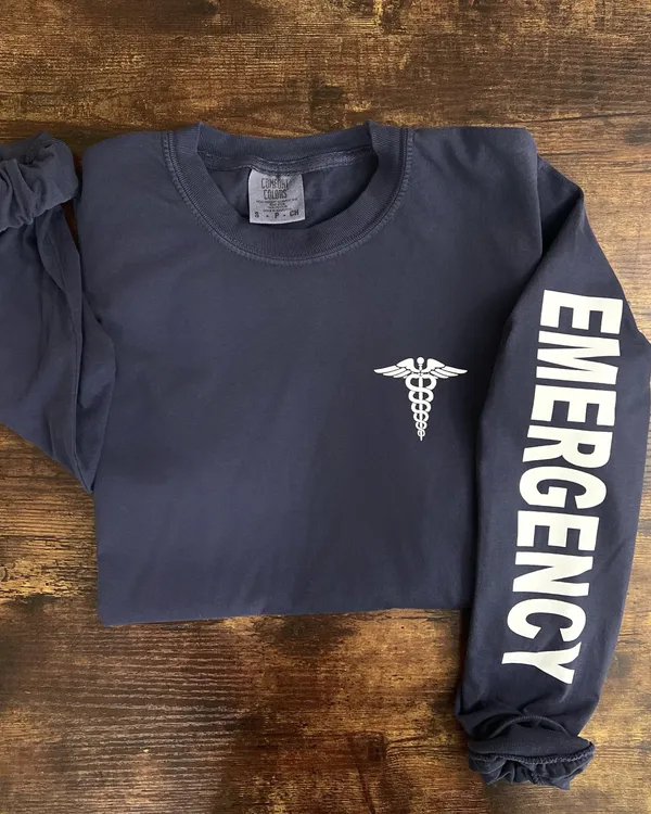 Emergency Department Long Sleeve Shirt, ER Nurse shirt, ER shirts, long sleeve nurse shirts, er nurse t-shirt,  6014