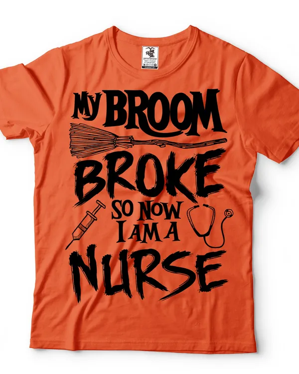 Halloween Nurse T-shirt Nurse Costume Funny Halloween T-shirt Broom Tee Shirt Nursing Tee shirt RN Funny Halloween Medical T-shirt