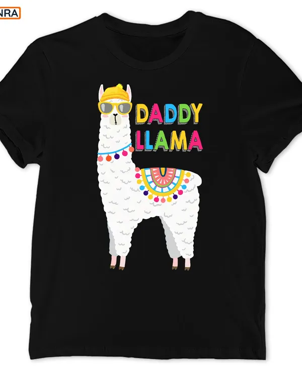 Daddy Llama Shirt, Daddy Shirt, Father'S Day Shirt, Llama Shirt, Dad Shirt, Llama Farm Shirt, T-Shirt, Tee| Black S/S Adult T-Shirt