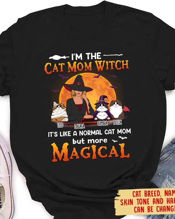 I‘M The Cat Mom Witch - Personalized Custom Women'S T-Shirt