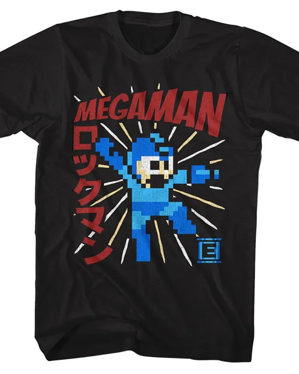 Mega Man - Megaman Energy Booster | Black S/S Adult T-Shirt