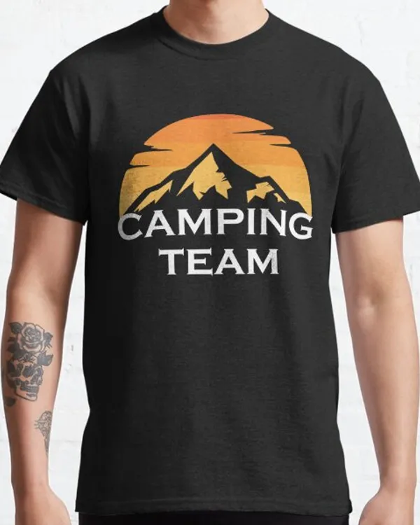 Retro Vintage Camping Team Sunset & Mountains Classic T-Shirt